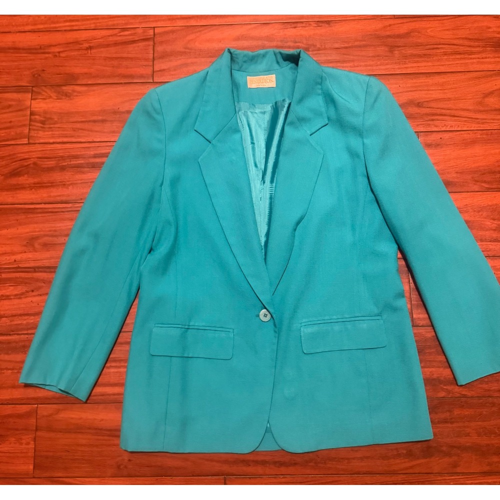 Pendleton Sophisticates Vintage Teal‎ Blue Blazer Jacket Size 10 Made in USA